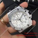 Fake Audemars Piguet Stainless Steel White Chronograph Black Rubber Band